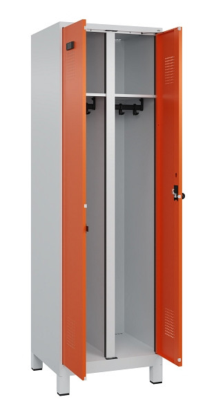 C+P Schwarz-Weiß-Spind Evolo PLUS, mit Füßen, 2 Abteile, 1950x600x500mm, 7035/2, Drehriegel, 049012-20 S10002