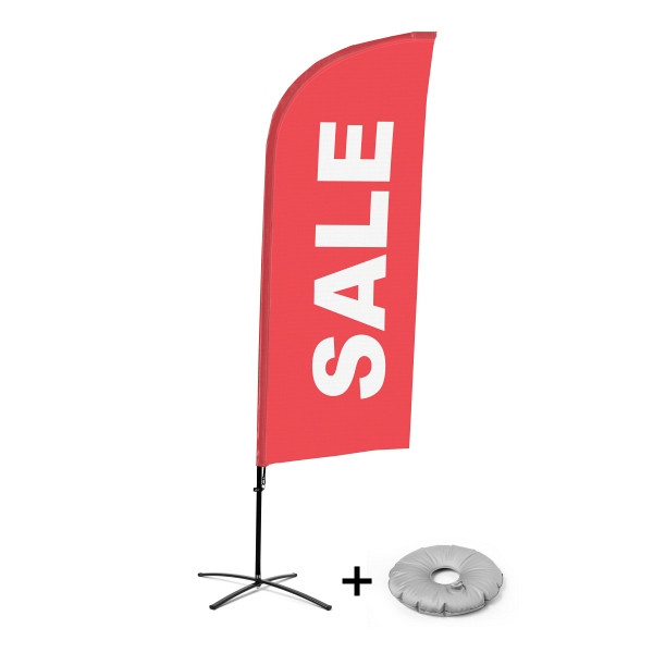 Showdown Displays Beachflag Alu Wind Komplett-Set Sale Rot Englisch Kreuzständer, BFAW310-CB30-WB-I102