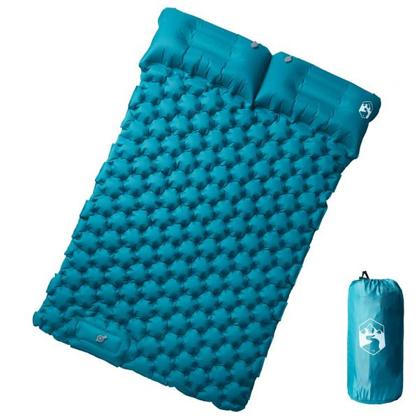 vidaXL Doppel-Isomatte mit Kissen Selbstaufblasend Blau, 4007101