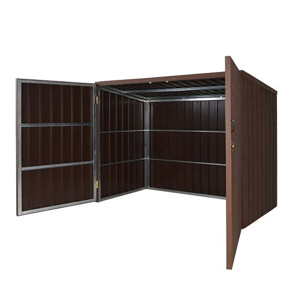Mendler Mülltonnenverkleidung HWC-J29, Mülltonnenbox für Müllcontainer 660-770L, WPC Metall 172x213x112cm, braun, 76055+76056+76057+76058