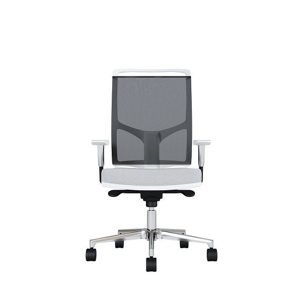 Bisley Bürodrehstuhl Zed, Weißes Kunststoff, Höhenverstellbare Armlehnen, Fußkreuz und Armlehnen aus Aluminium, NE0643 wolkengrau, ZEDALLWNE0643