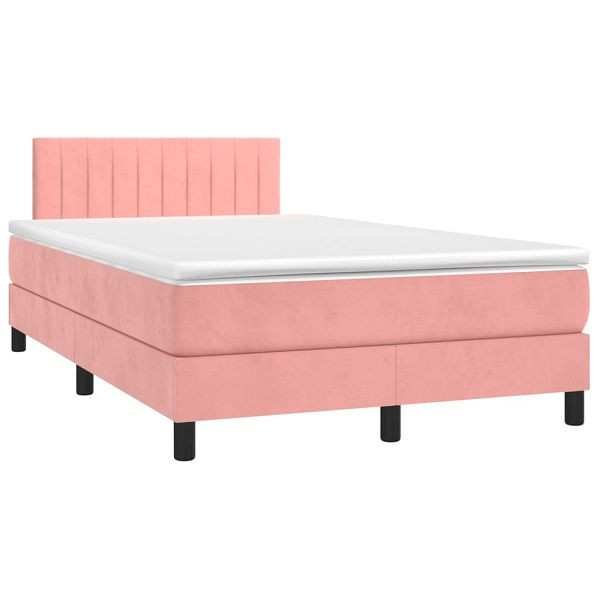 vidaXL Boxspringbett mit Matratze & LED Rosa 120x190 cm Samt, 3270170