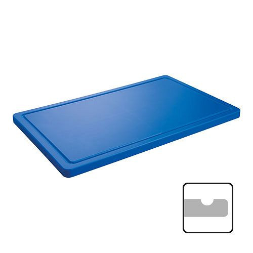 CaterChef Schneideplatte 60x35cm, blau, 1 Seite Saftrille, 882362