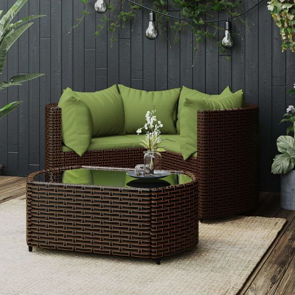 vidaXL 4-teilig Garten-Lounge-Set mit Kissen Braun Poly Rattan, 319840