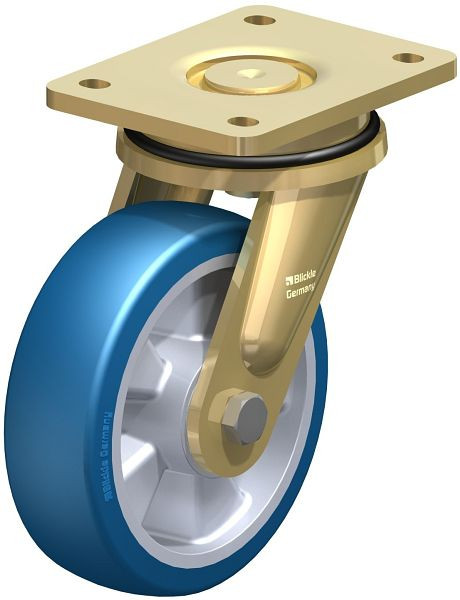 Blickle LS-ALBS 160K Stahlgeschweißte Schwerlast-Lenkrolle, schwere Drehkranz-Ausführung, Blickle Besthane® Soft, Blau, 741980