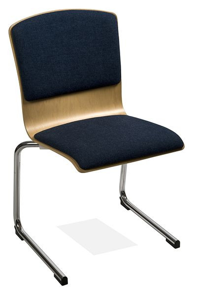 Kaiser-Sitzmöbel Stapelstuhl Freischwinger KS28FG-N3SRP2, Form: N3, Sitz- und Rückenpolsterung, mit Filzgleiter für Holz-Böden, VE: 6 Stück, KS28FG-N3SRP2