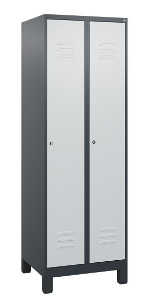 C+P Umkleidespind Classic PLUS mit Mitteltrennwand, Füße, 2 Abteile, 1800x600x500mm, 7016/7035, Zylinderschlösser, 0800107-20F S10028