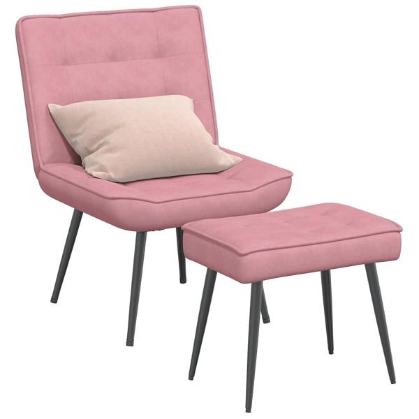 vidaXL Relaxsessel mit Hocker Rosa Samt, 4012330, 8721102928260