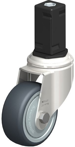 Blickle LKRXA-TPA 80KD-11-FK-EXV15 Edelstahl-Apparate-Lenkrolle mit Expander, Thermoplastisches Gummi-Elastomer, Grau, 853146