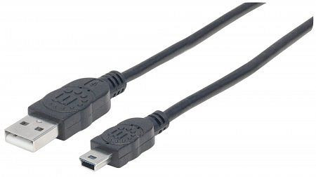 MANHATTAN Hi-Speed USB Mini-B Anschlusskabel, USB 2.0, Typ A Stecker - Mini-B Stecker, 480 Mbps, 0,5 m, Schwarz, 354288