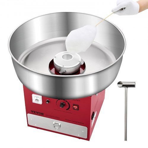 VEVOR elektrische Zuckerwattemaschine 1000W, 52 cm Edelstahlschüssel, Zuckerschaufel & Schublade, Rot, ideal für Partys, TSDRMHTJHSWGU55MXV2