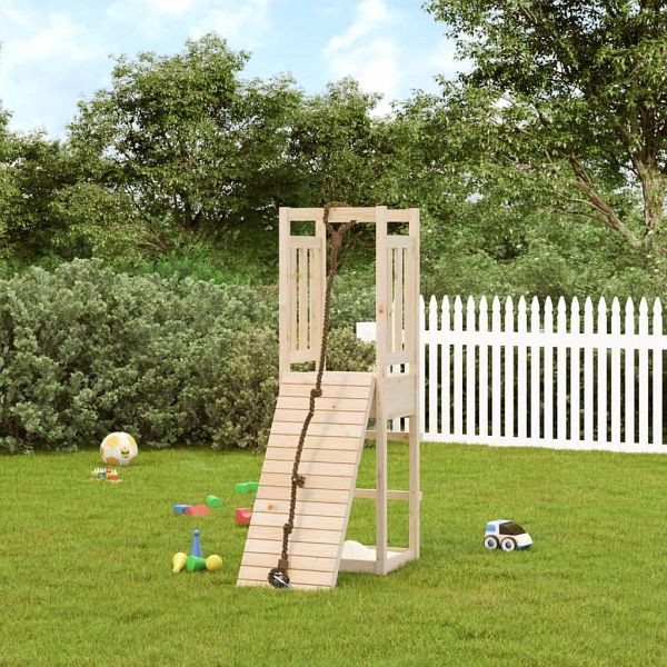 vidaXL Spielturm mit Kletterwand Massivholz Kiefer, 3155945