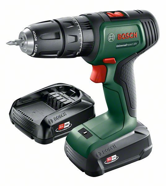 Bosch Akku-Zweigang-Schlagbohrschrauber UniversalImpact 18V mit 2x Akkupack, Ladegerät, 06039D4102