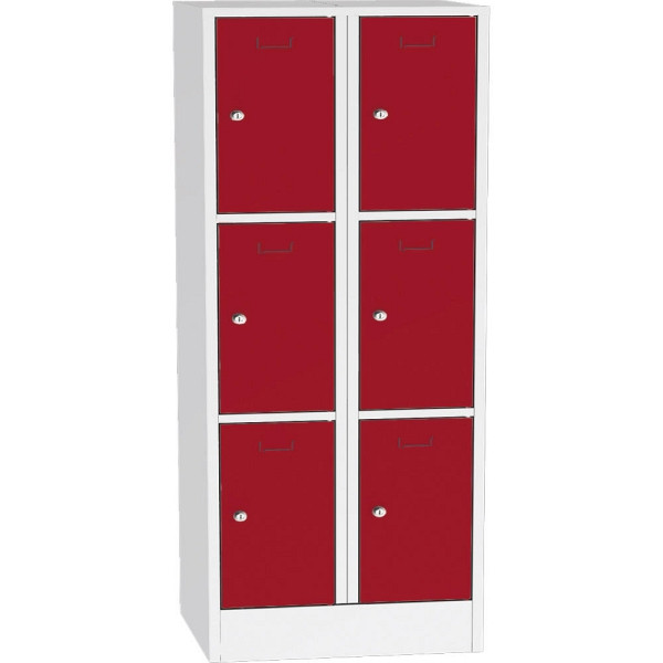 Deskin Schließfach-Stahlschrank SYSTEM SP1 COLOR, Korpus Lichtgrau, Türen Feuerrot, H 1850 x B 800 x T 500 mm, Zylinderschloss, 350 mm, 281963