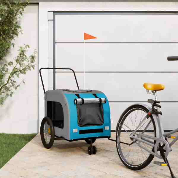 vidaXL Fahrradanhänger Hunde Blau und Grau Oxford-Gewebe und Eisen, 93862