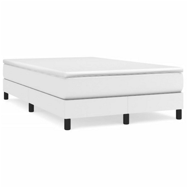 vidaXL Boxspringbett mit Matratze Weiß 120x190 cm Kunstleder, 3269672