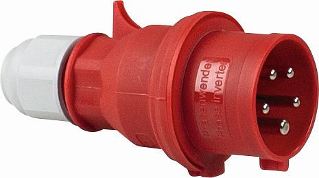 as-Schwabe CEE-Phasenwenderstecker 400V/32A, rot mit Schraubanschlüssen, 400V/32A/5polig/6h, 61461