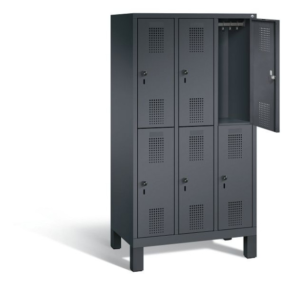 C+P Spind doppelstöckig Evolo, H1650xB900xT500mm, Farbe: Schwarzgrau, 483106-30 S10047