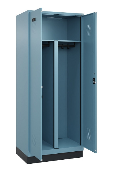 C+P PSA Schwarz-Weiß-Spind Evolo PLUS, mit Sockel, 2 Abteile, 1950x800x500mm, 00, Zylinderschloss, 049022-22P S10048