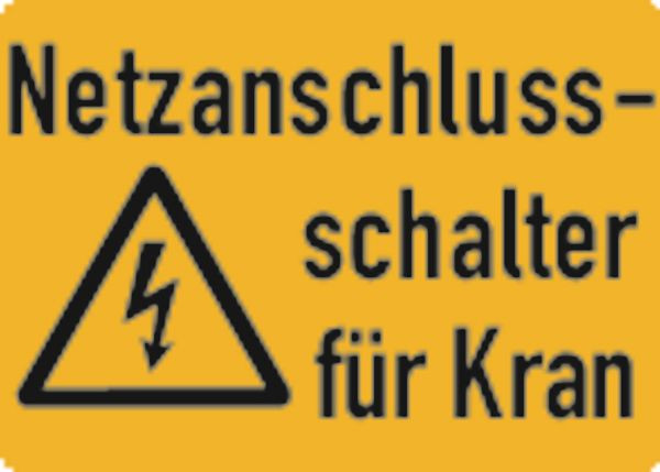 Schilder Klar Maschinenkennzeichnung Netzanschlussschalter für Kran, 52x37 mm Folie selbstklebend, 7520/61