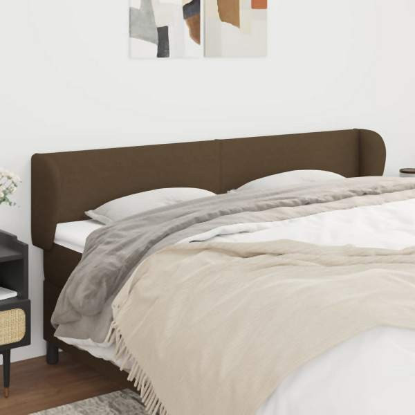 vidaXL Kopfteil mit Ohren Dunkelbraun 163x23x78/88 cm Stoff, 3116873