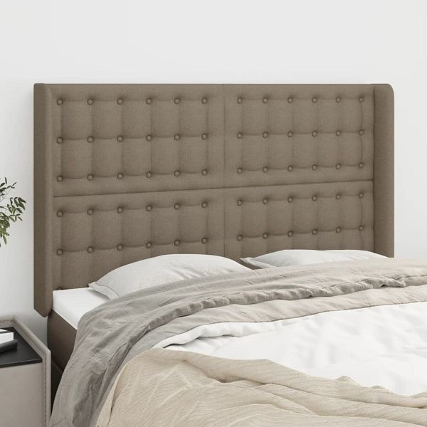 vidaXL Kopfteil mit Ohren Taupe 147x16x118/128 cm Stoff, 3120016