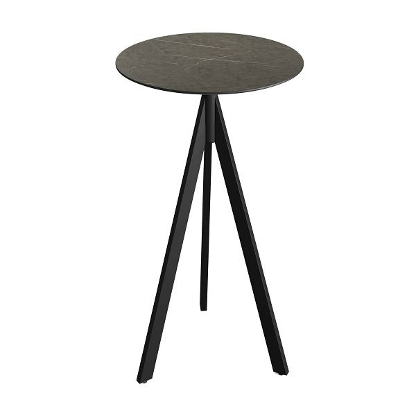 Feros Infinity Tripod Stehtisch Schwarz frame + Midnight Marble HPL Tischplatte Ø70 cm, 140041670