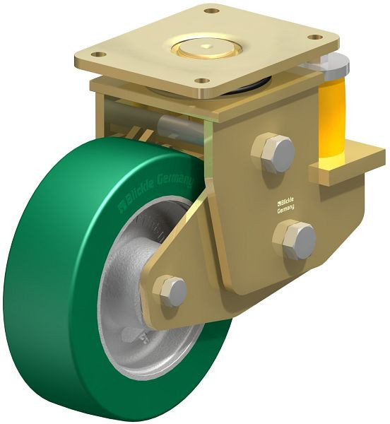 Blickle LSFE-GST 252K Stahlgeschweißte Schwerlast-Lenkrolle mit Polyurethanfeder, Blickle Softhane®, Grün, 755383
