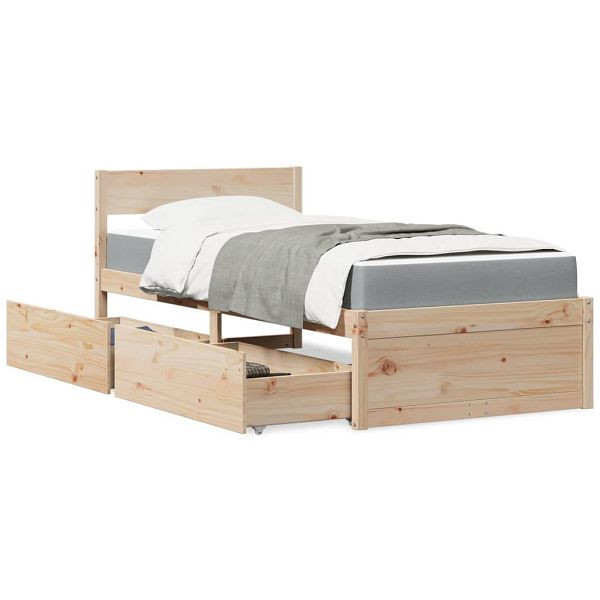 vidaXL Bett mit Schubladen und Matratze 100x200 cm Massivholz Kiefer, 3281904