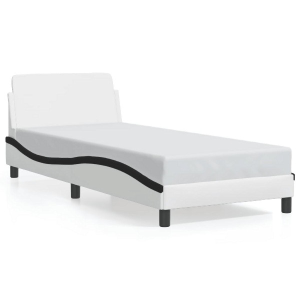 vidaXL Bettgestell mit Kopfteil Weiß und Schwarz 90x190 cm Kunstleder, 373104