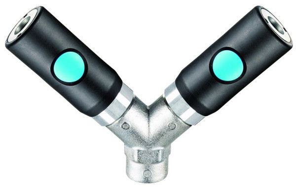 Prevost Fester Verteiler mit zylindrischem Innengewinde und 2 Kupplungen, IG BSPP= G 1/4, ISC 068101