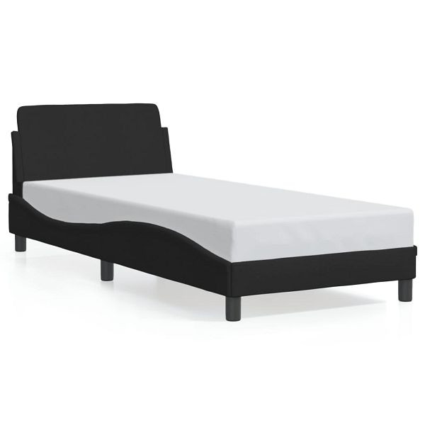vidaXL Bettgestell mit Kopfteil Schwarz 90x200 cm Stoff, 373107