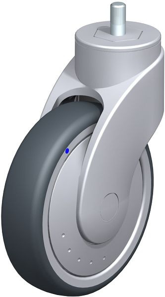 Blickle LWGX-TPA 126XK-FK-GSX10 Kunststoff-Lenkrolle WAVE, rostfrei, mit Gewindestift, Thermoplastisches Gummi-Elastomer, Grau, 751741