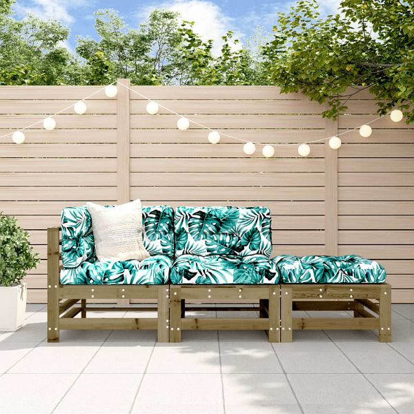 vidaXL 3-tlg. Garten-Lounge-Set mit Kissen Kiefernholz Imprägniert, 3186038