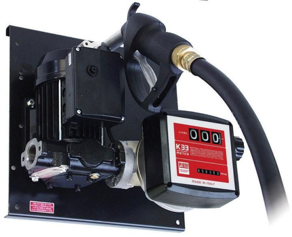 ZUWA E 72-BS/Z Betankungsset mit Zählwerk K33 230 V, für Diesel und Biodiesel (RME), auf Platte montiert, Fördermenge 72 l/min, 120639