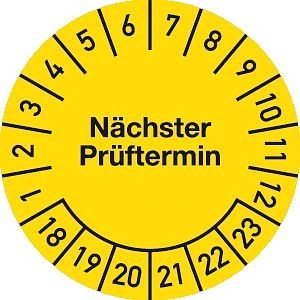 Moedel Prüfplakette Nächster Prüftermin 2018-2023, Folie, Ø 20 mm, VE: 500 Stück/Rolle, 55570