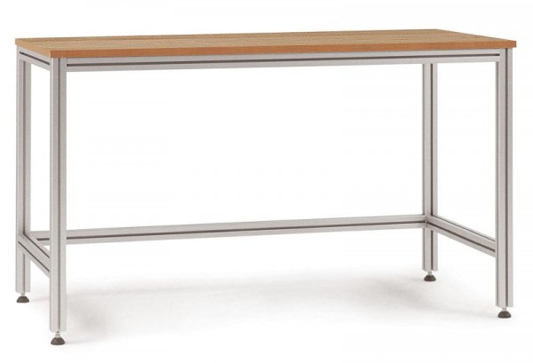 Manuflex Kastentisch ALU mit Multiplexplatte für sitzende Tätigkeiten, BxTxH = 1500 x 600 x 750-767 mm, AA1045