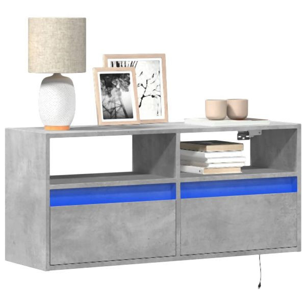 vidaXL TV-Wandschrank mit LED-Beleuchtung Betongrau 100x31x45 cm, 852337