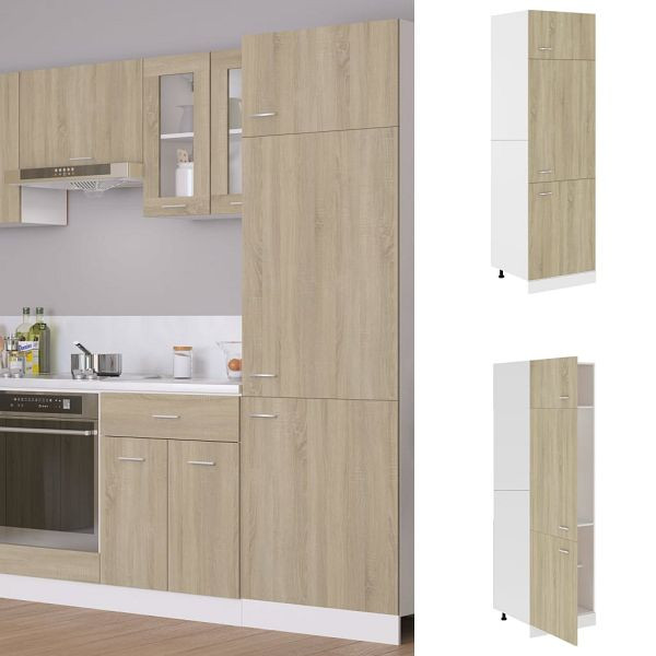 vidaXL Kühlumbauschrank Sonoma-Eiche 60x57x207 cm Holzwerkstoff, 802541