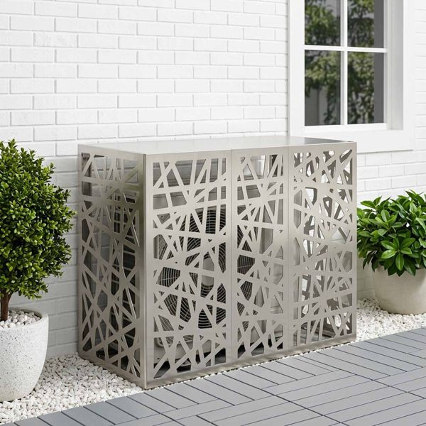 vidaXL Klimaanlagenabdeckung Silber 110 x 50 x 80 cm Edelstahl, 8014168