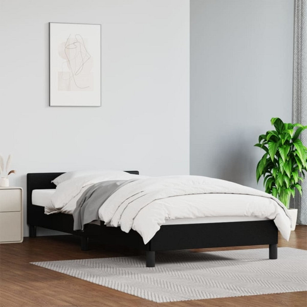 vidaXL Bettgestell mit Kopfteil Schwarz 90x190 cm Kunstleder, 347471