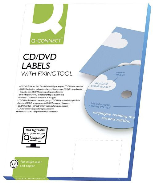 Q-Connect CD-Etiketten - Classic Size, weiß, 50 Stück/25, KF01579