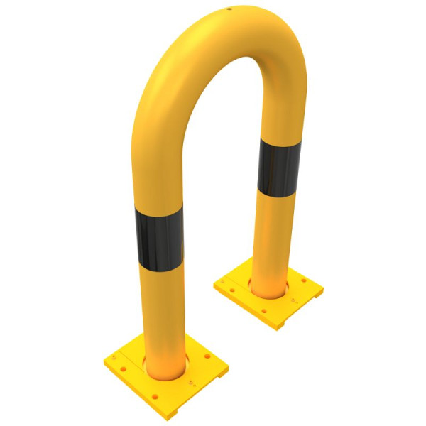 Stein HGS Rammschutzbügel -Solid- Ø 76 mm, 300x650mm, zum Aufdübeln mit Bodenplatte 160 x 180 mm, 477.04apbg