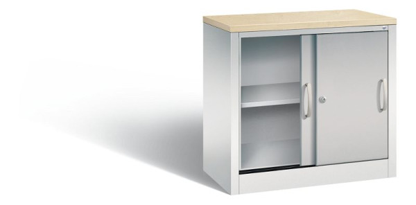 C+P Sideboard mit Schiebetüren Acurado, H720xB800xT400mm, Farbe: Lichtgrau / Weißaluminium, Bügelgriff, 2 OH, 5722-00 S10437