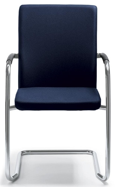 Deskin Besucher- und Konferenzstuhl RIVA S, inkl. Armlehnen, Schwingergestell verchromt, Farbe dunkelblau, Sitz und Rücken mit Polster, 280684