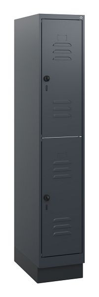 C+P Doppelstöckiger Spind Classic PLUS, Sockel, 1630x300x500mm, 7016/7016, Drehriegel, 0803205-10 S10012