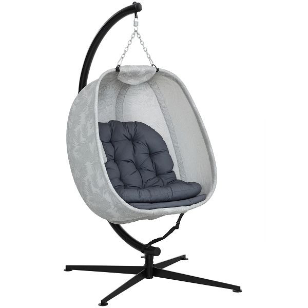 Outsunny Eiförmiger Hängesessel für den Außenbereich, Hängeschaukel mit Gestell, Sitzpolstern Indoor Outdoor, 84A-358V00GY