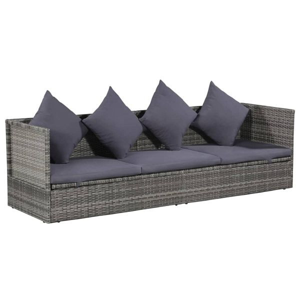 vidaXL Garten-Sofabett 200x60 cm Poly Rattan Grau, 43959