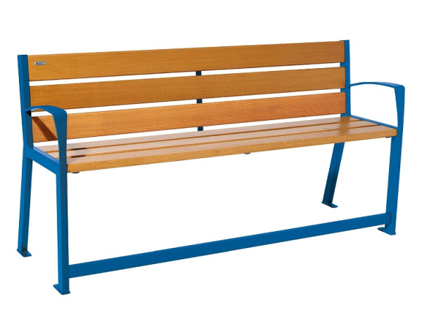 Procity Sitzbank Silaos Für Senioren 6 Holzlatten, Mit Armlehne, Holz & Stahl, 1800 mm, helle Eiche/RAL 5010, 209622.5010.CHEC