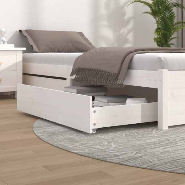 vidaXL Bettschubladen 2 Stück Weiß Massivholz Kiefer, 814985